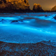 Una playa con el hermoso resplandor azul de las Noctiluca scintillans .
Imagen: Yu-Xian Yang, Lienchiang county government, Taiwan